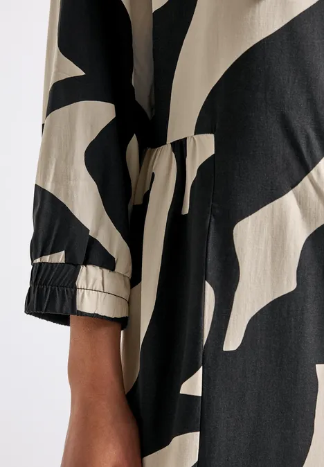 Gemustertes Midi-Kleid whale tail grey