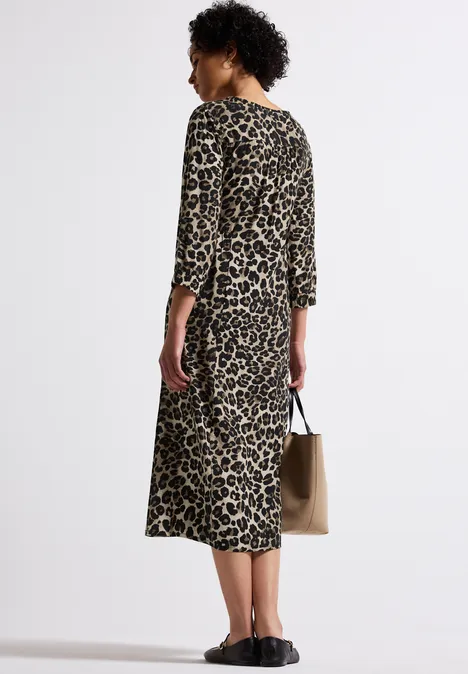 Gemustertes Midi-Kleid Black