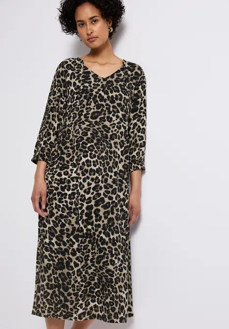 Gemustertes Midi-Kleid Black