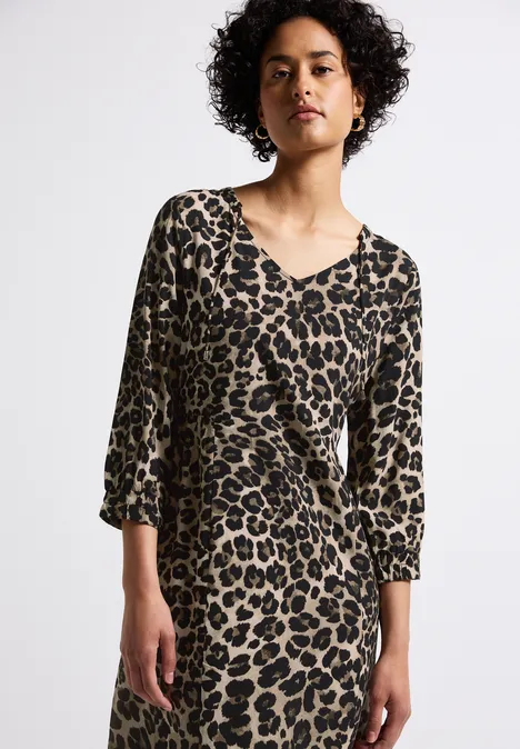 Gemustertes Midi-Kleid Black