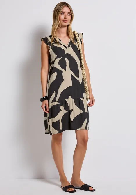 Gemustertes Tunika-Kleid whale tail grey