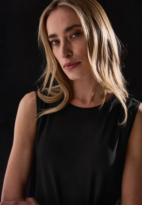 Kleid mit Chiffon-Detail Black