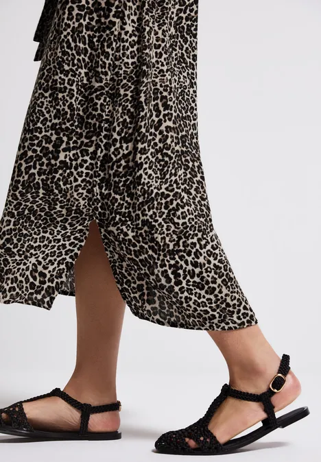 Maxi-Kleid mit Print Black