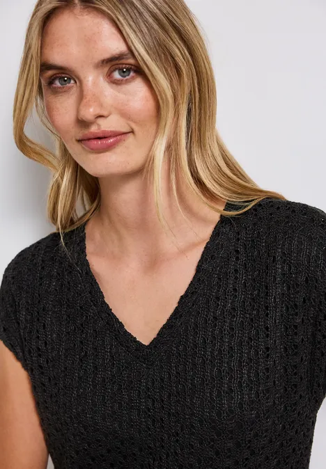 Spitzenkleid mit V-Neck Black