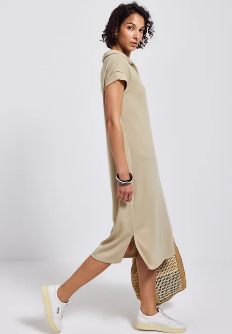 Strick-Look Kleid coastal beige