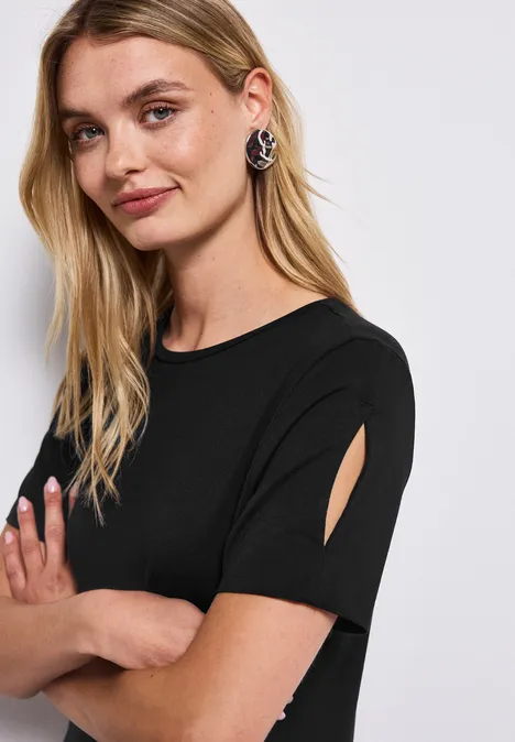 Kleid mit Schlitzdetail Black