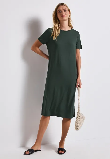 Kleid mit Schlitzdetail mid green
