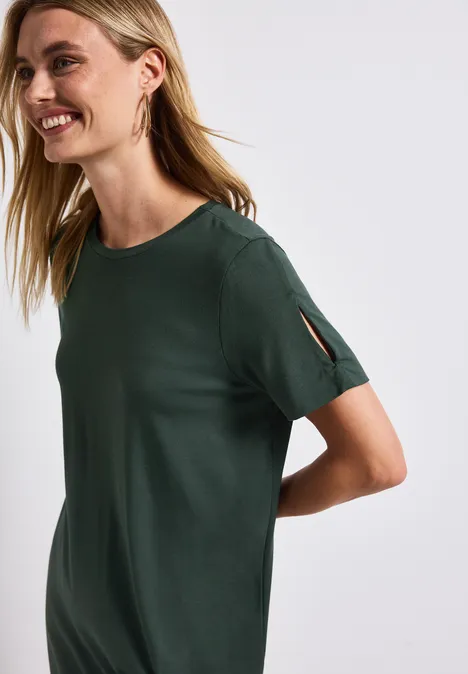 Kleid mit Schlitzdetail mid green