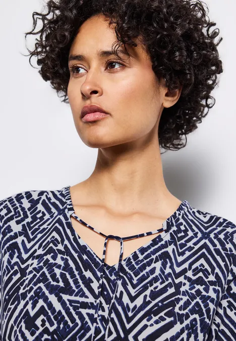 Gemustertes Midikleid deep blue