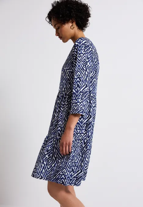 Gemustertes Tunika-Kleid deep blue