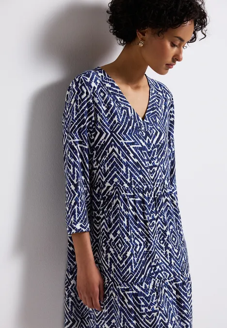 Gemustertes Tunika-Kleid deep blue