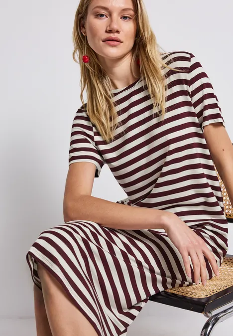 Gestreiftes T-Shirt-Kleid dark cherry red