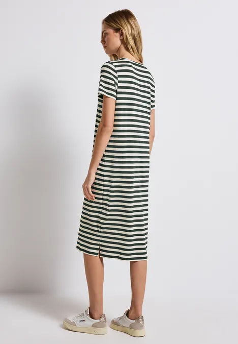 Gestreiftes T-Shirt-Kleid mid green