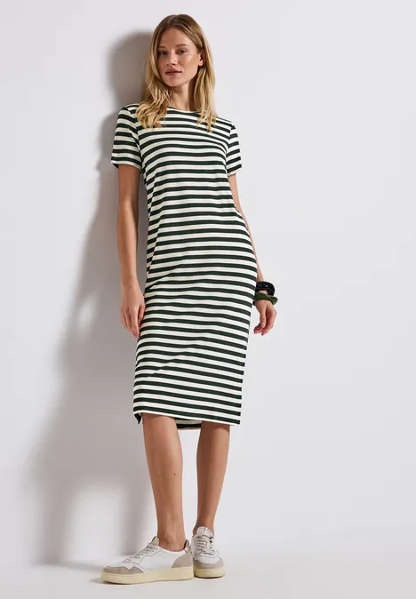 Gestreiftes T-Shirt-Kleid mid green