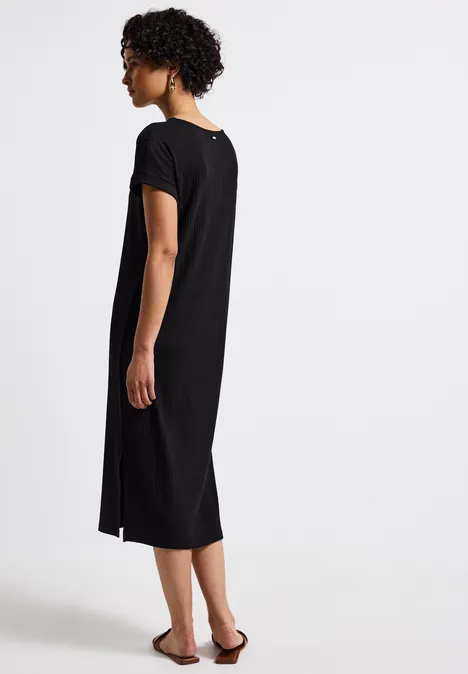 Kleid mit Rippstruktur Black