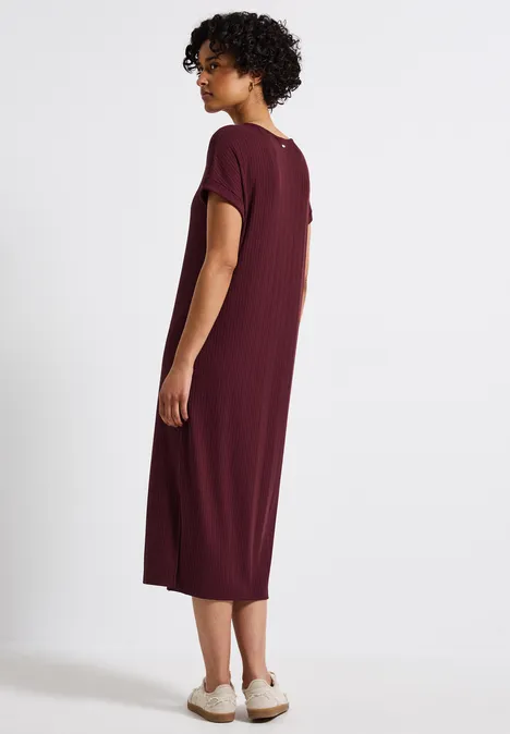 Kleid mit Rippstruktur dark cherry red