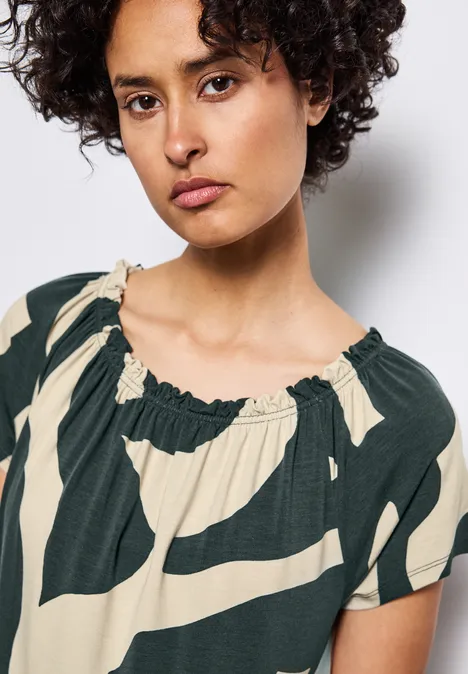 Gemustertes Carmen-Kleid mid green