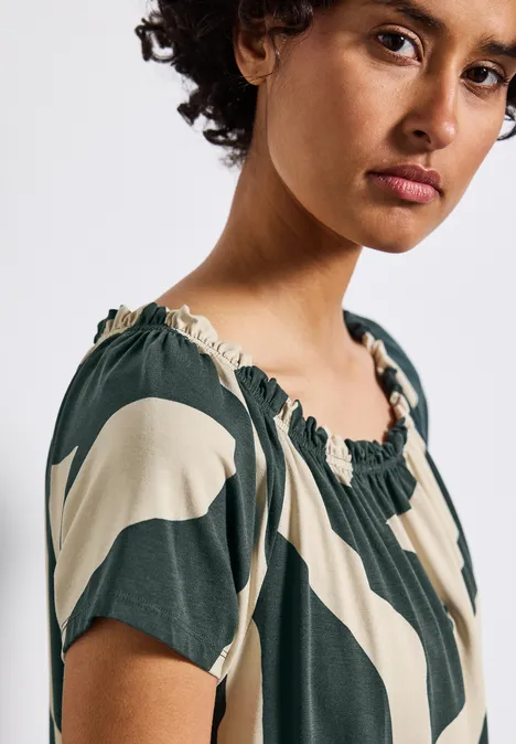 Gemustertes Carmen-Kleid mid green
