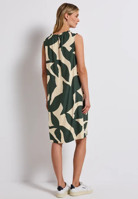 Ärmelloses Kleid mit Print mid green