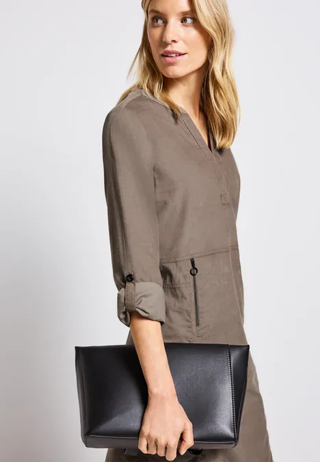 Cordkleid mit Split Neck bark brown