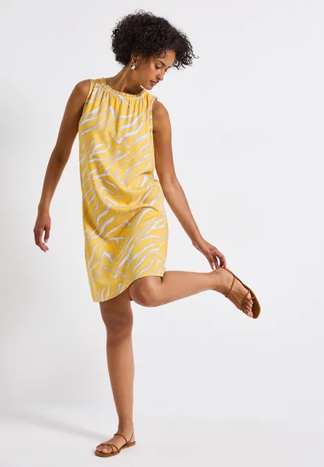 Gemustertes Kleid buttercream yellow
