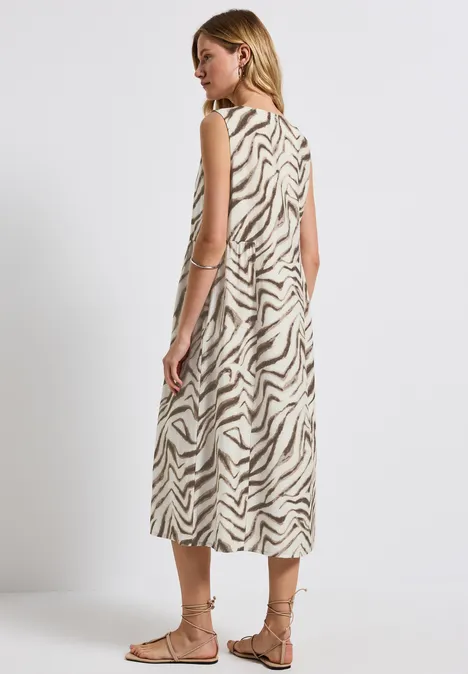 Gemustertes Midi-Kleid tumbled beige