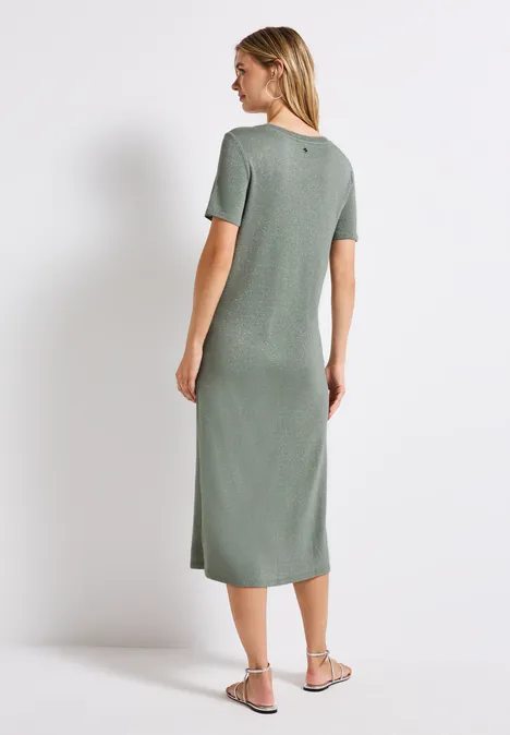Glitzerndes T-Shirt Kleid dusty milky green