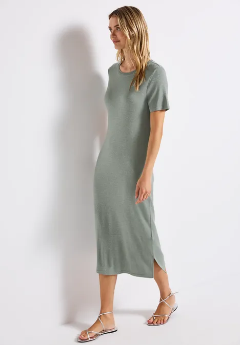 Glitzerndes T-Shirt Kleid dusty milky green