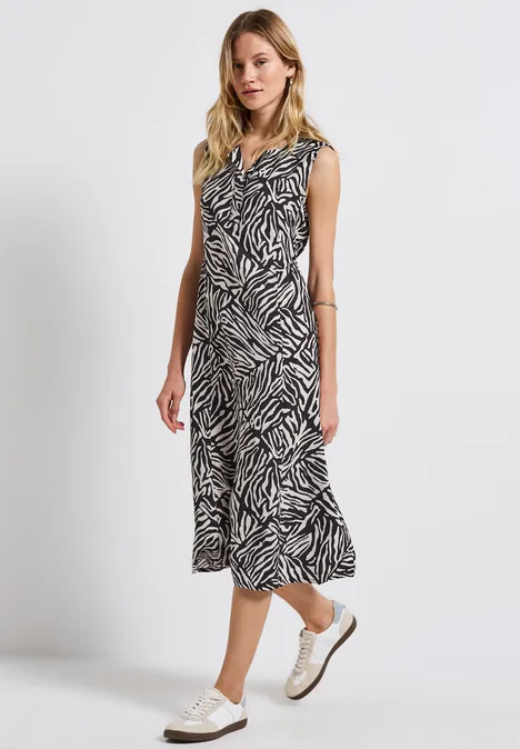 Gemustertes Midi-Kleid deep blue