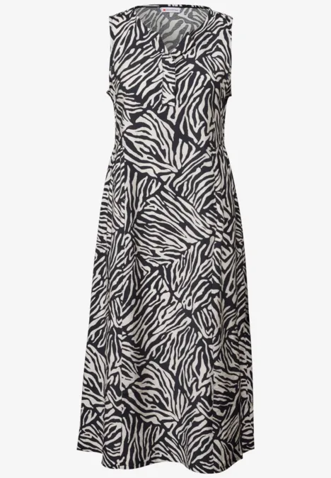 Gedessineerde midi-jurk deep blue