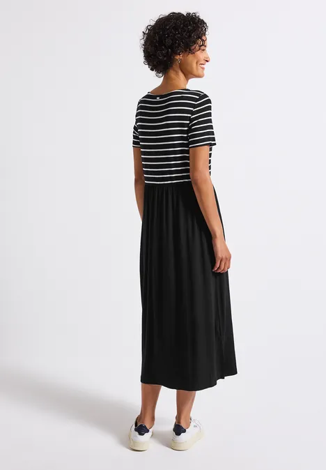Gestreiftes Midi-Kleid Black