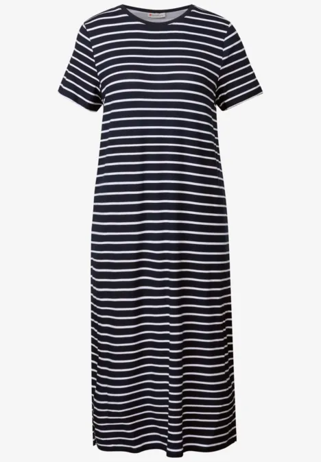 Gestreepte jurk deep blue