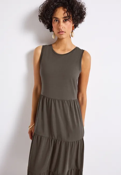 Robe en jersey avec volants nomad brown