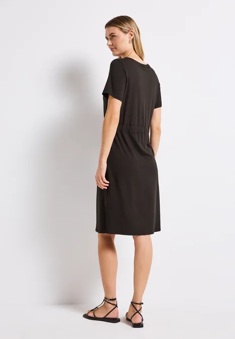Jersey-Kleid mit Tunnelzug deep roast brown