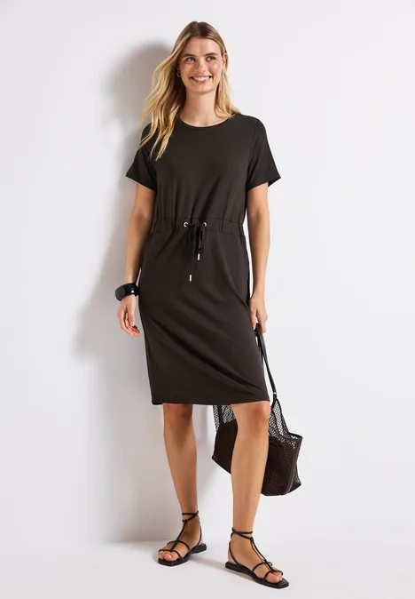 Jersey-Kleid mit Tunnelzug deep roast brown