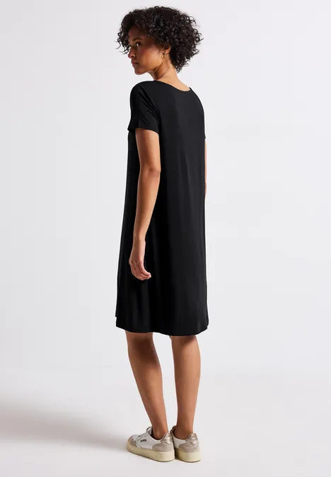 T-Shirt-Kleid in Unifarbe Black
