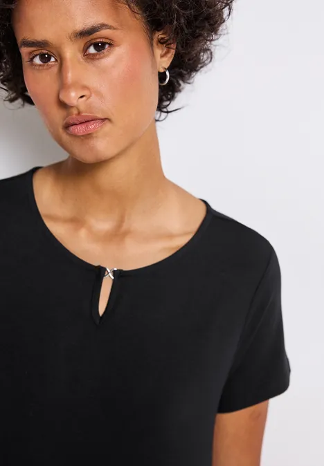 T-Shirt-Kleid in Unifarbe Black