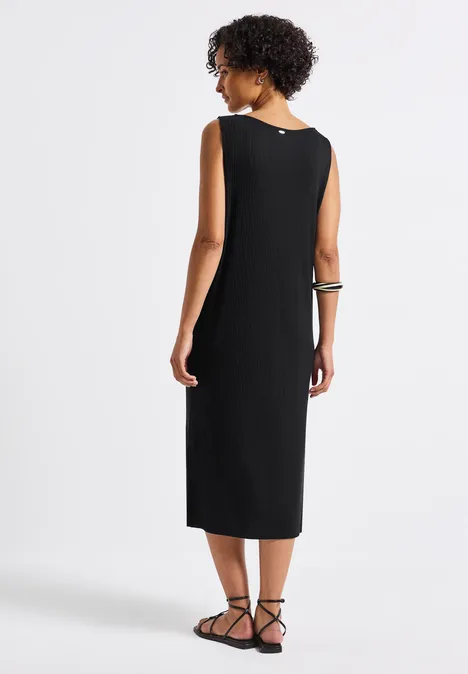 Robe sans manches à structure côtelée Black