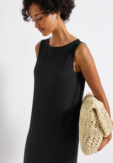 Robe sans manches à structure côtelée Black