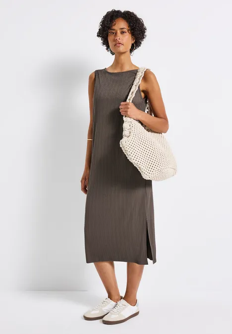 Robe sans manches à structure côtelée nomad brown