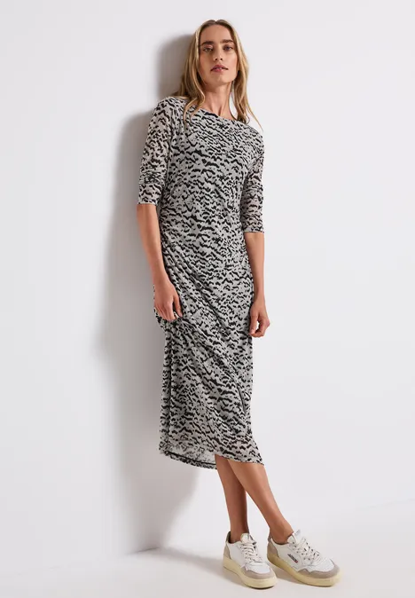 Jurk van gaas met patroon morning beige