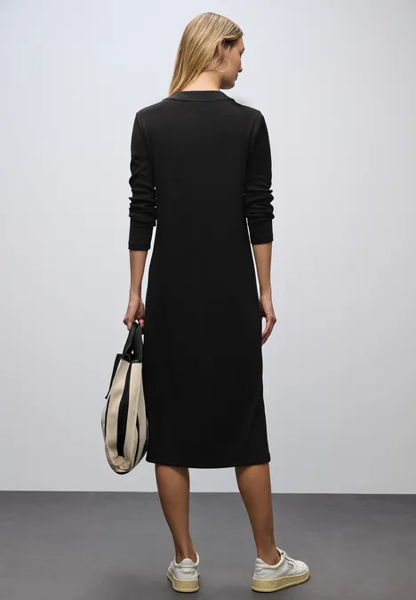 Rippstruktur Kleid Black Rippstruktur Kleid Black