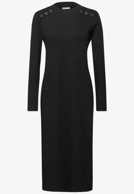 Geribde jurk Black