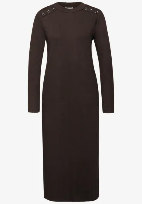 Geribde jurk deep roast brown