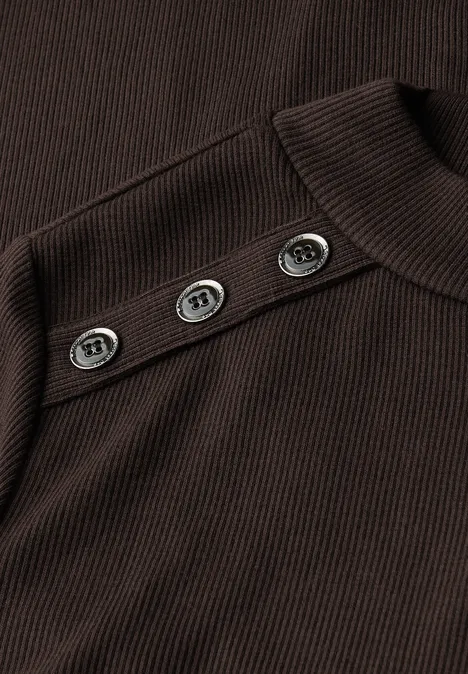 Geribde jurk deep roast brown