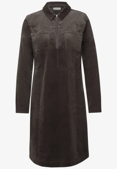 Cordkleid mit Zipper deep roast brown