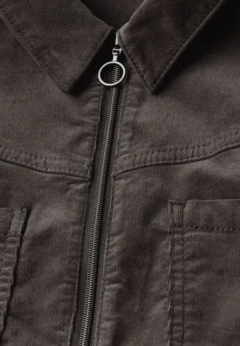 Cordkleid mit Zipper deep roast brown