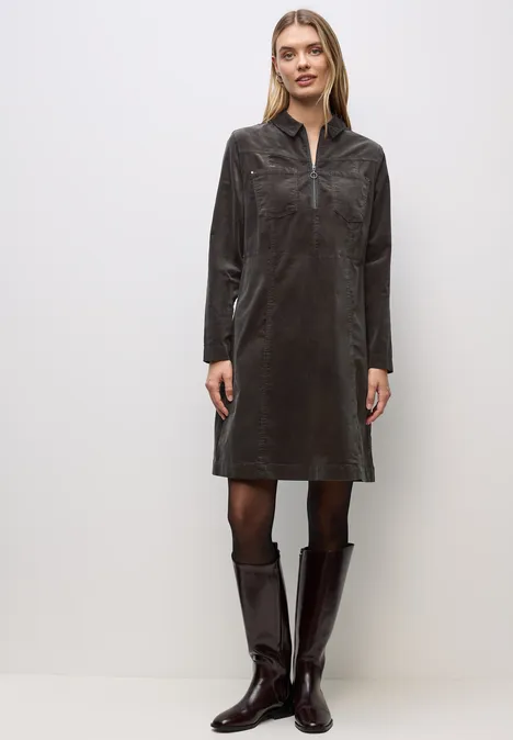 Cordkleid mit Zipper deep roast brown