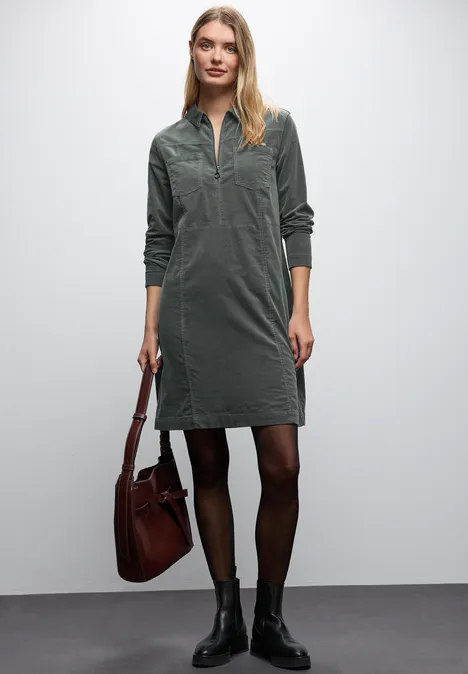 Cordkleid mit Zipper balsam green