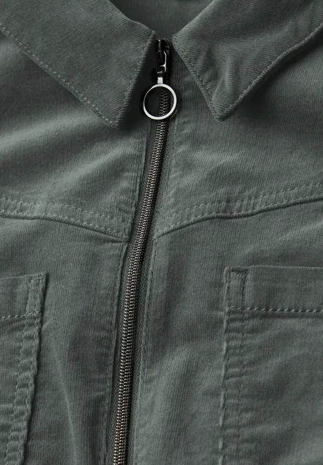 Cordkleid mit Zipper balsam green